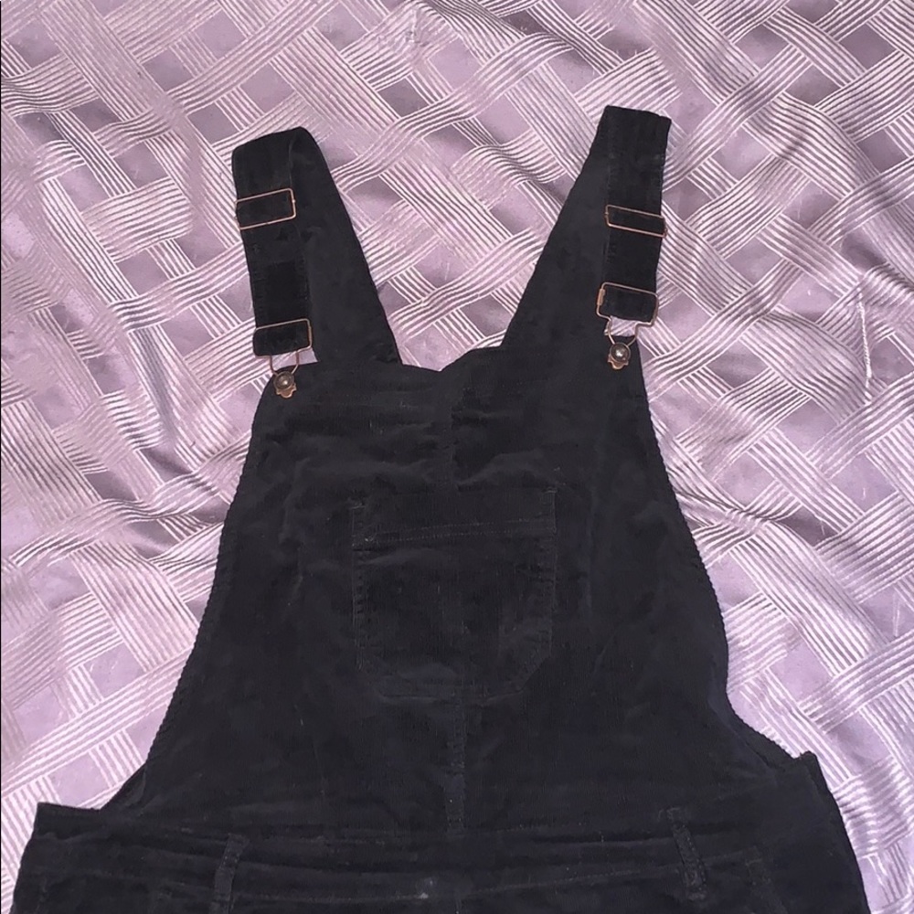 Black corduroy overalls